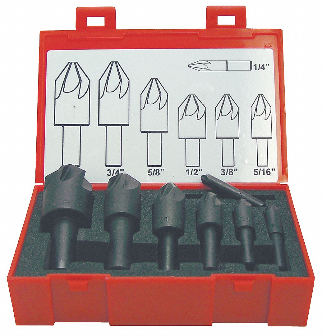 Countersink Set, 7 PC, 6 FL, 82 Deg, HSS