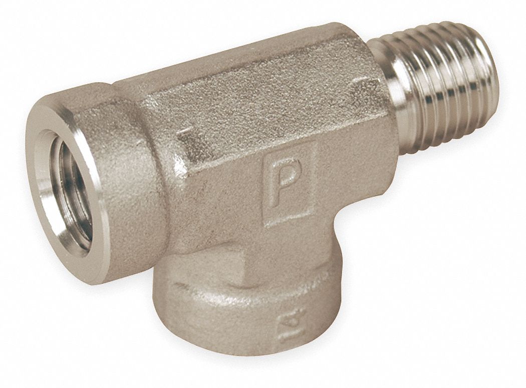 Street Tee, Pipe Size 1/4 In, Hex Size 3/4