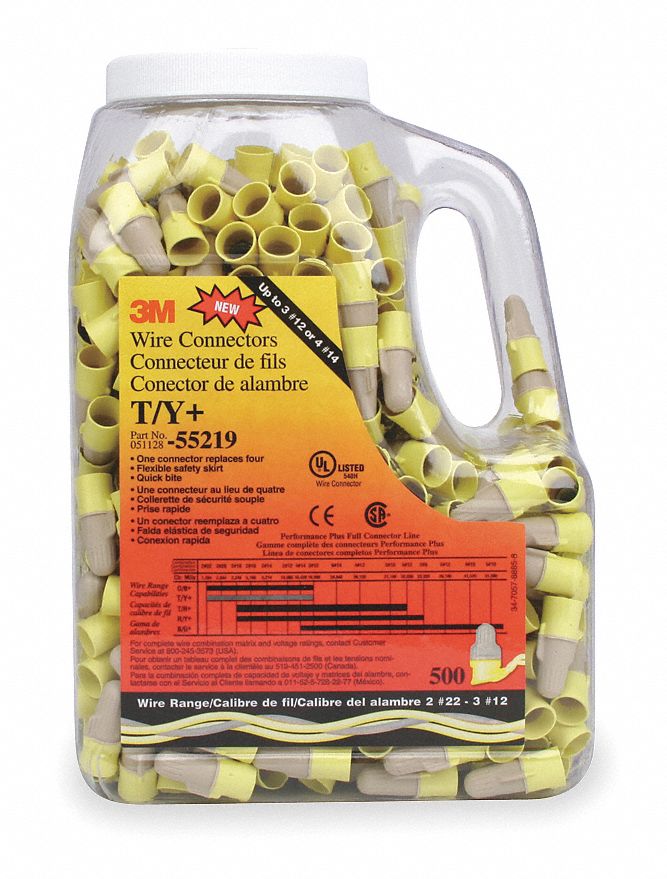Wire Connector, Tan/YW, Jug, PK500