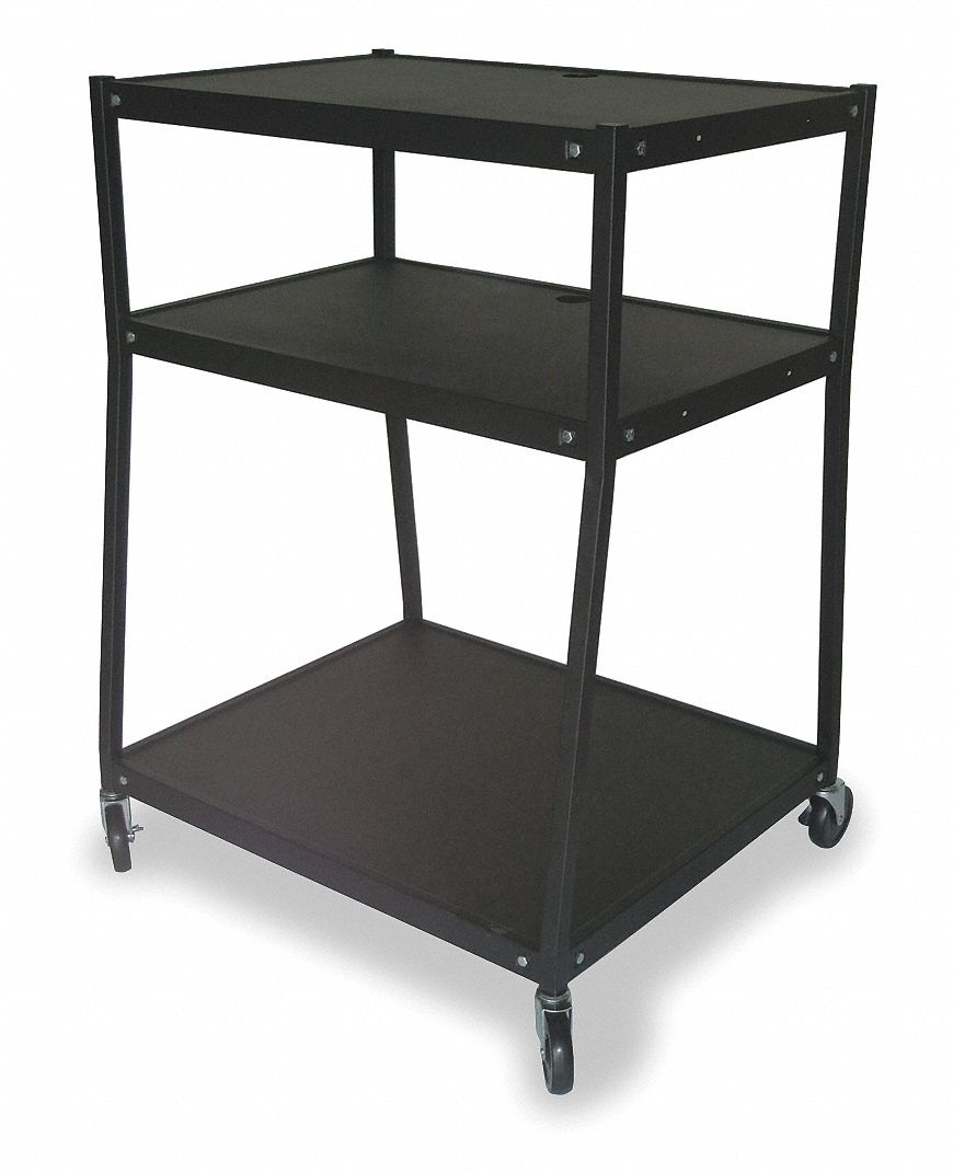 Cart, Wide Body, 3 Shelves, Black