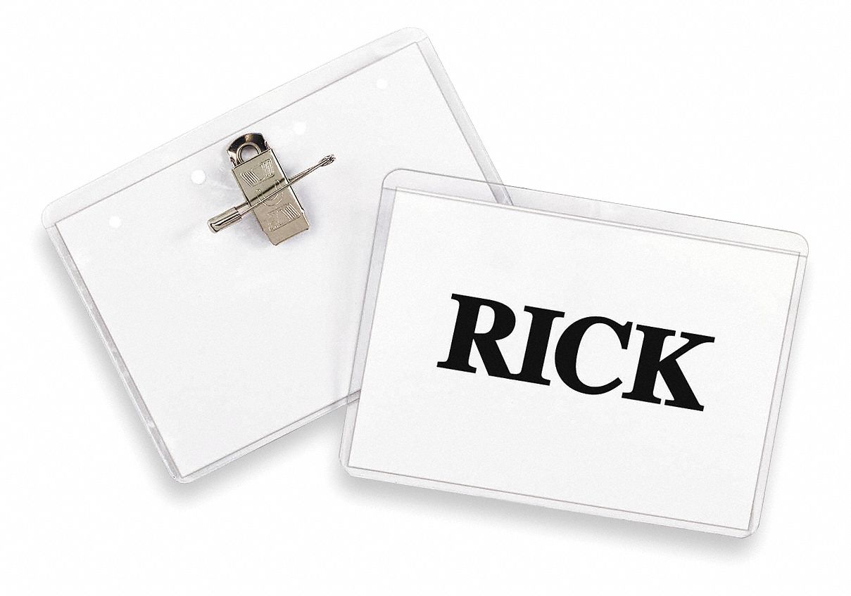Name Badge, Pin/Clip, Badge, PK50