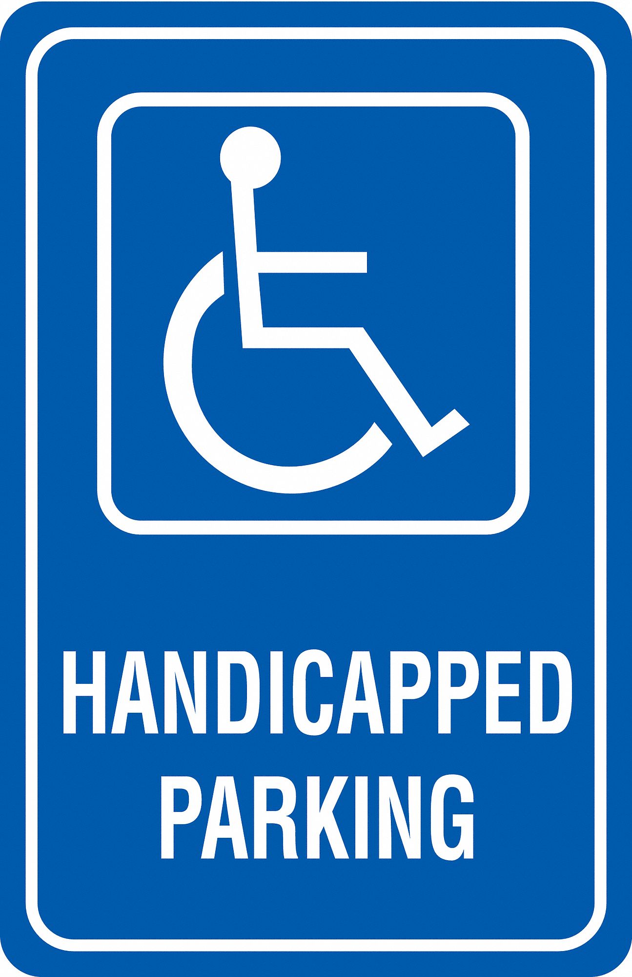 Parking Sign, 18 x 12In, WHT/BL, G-42, HDCP