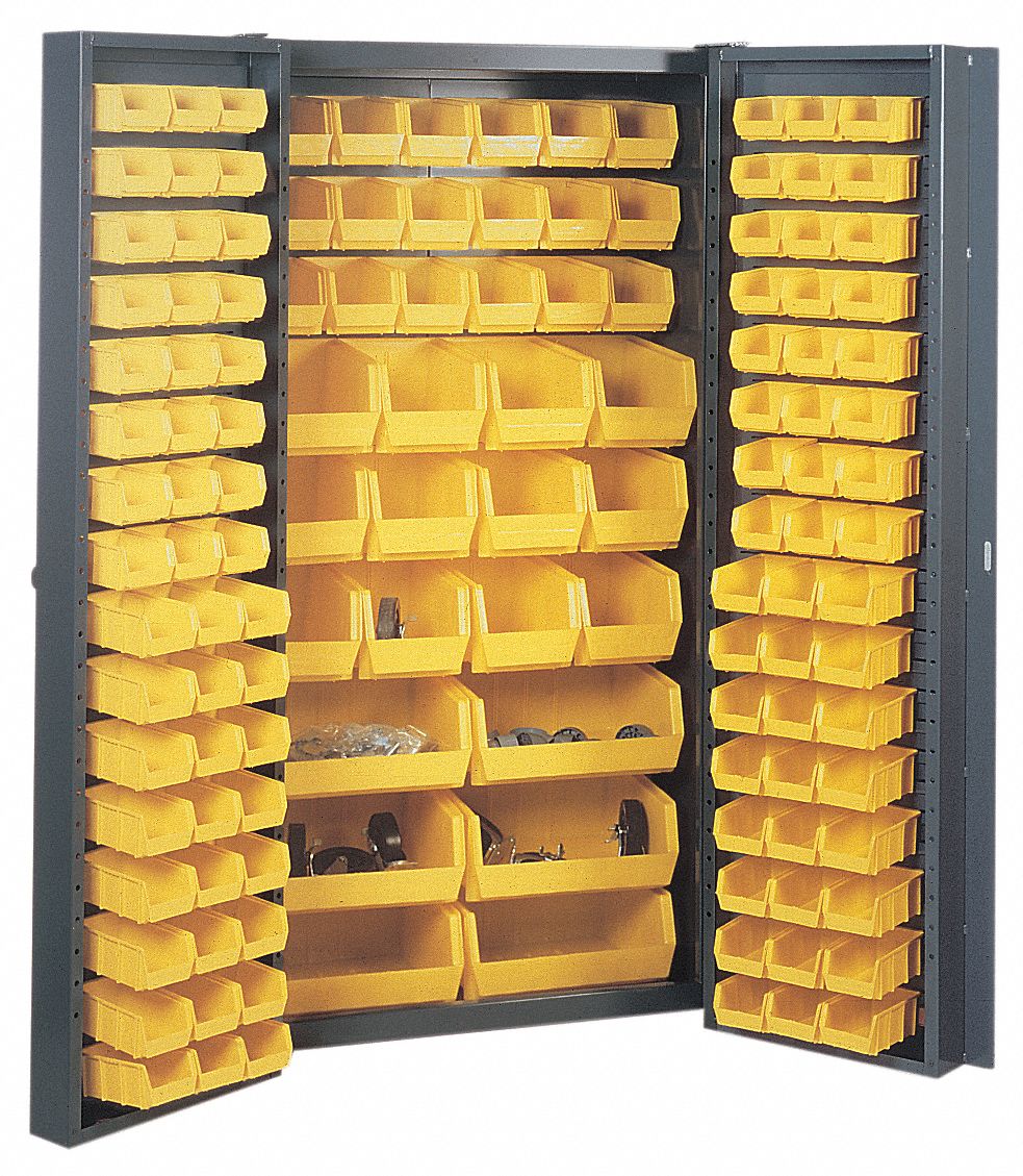 Bin Storage Cabinet, H 72, W 38, 132 Bins