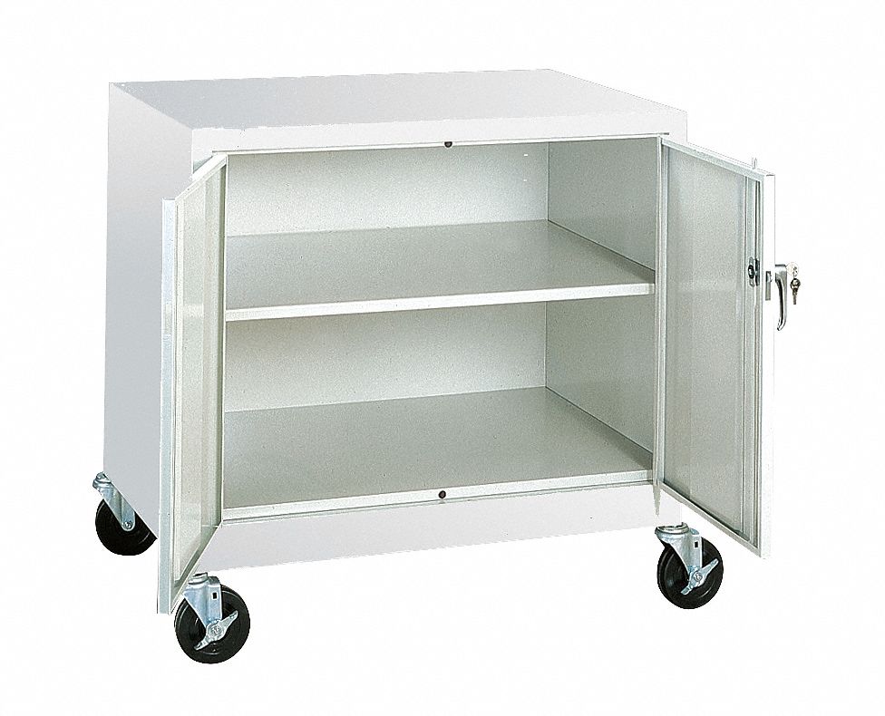 Mobile Storage Cabinet, Welded, Dove Gray