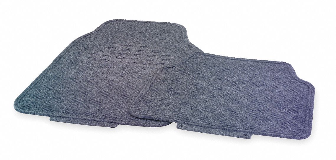 Flr Mat Set, Rubber And Crpt, Gray, L 27 In