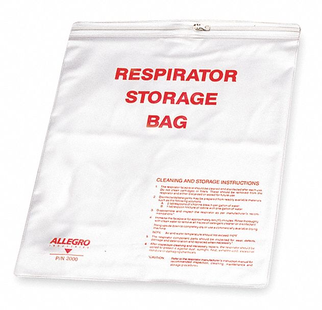 Respirator Storage Bag, Clear, Vinyl