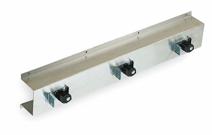Mop/Broom Rack, White, Stainless Steel