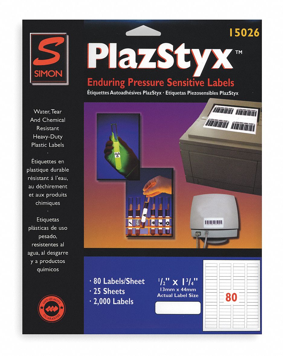 Laser Label, 1/2x1 3/4In, PK 25, White