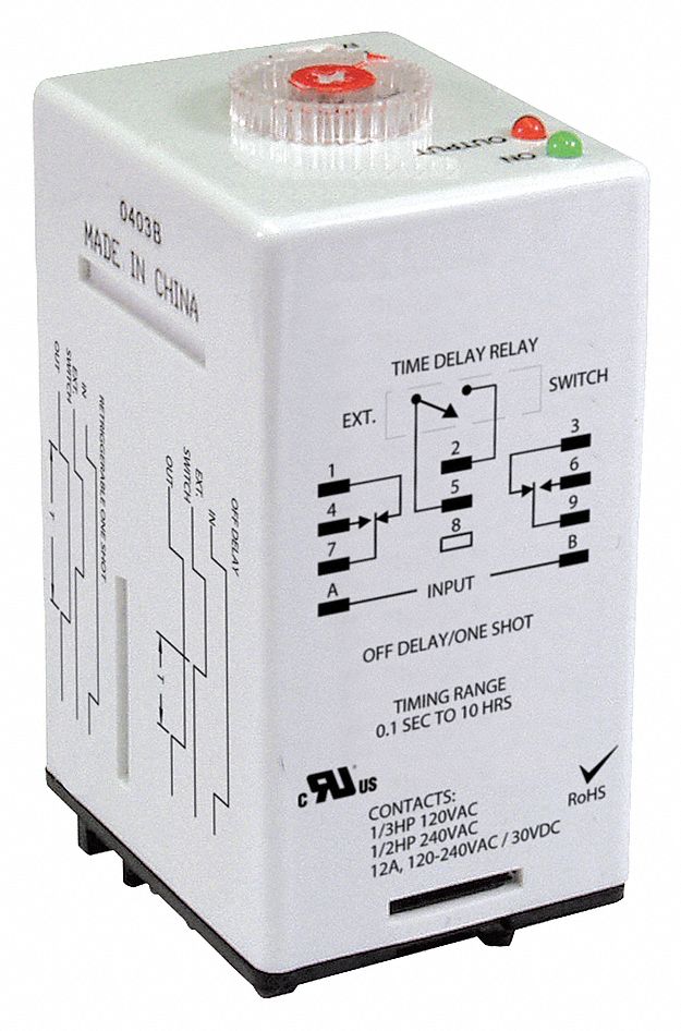 Relay, Time Delay, DPDT, Dual Function, 10P