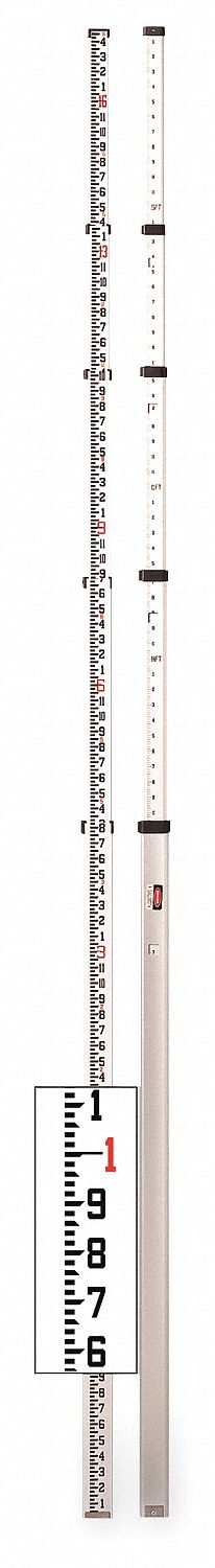 Leveling Rod, Aluminum, 16 Ft