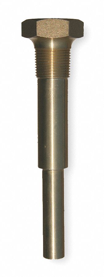 Industrial Thermowell, Brass, 1-1/4-18