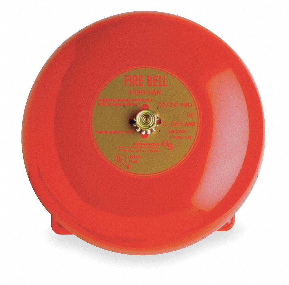Fire Bell, Red, H 3 11/32 x L 6 x W 6 In