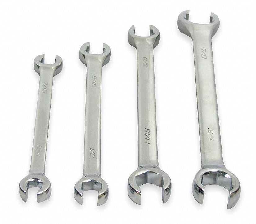 Flare Nut Wrench Set, 6 Pt, 3/8-7/8 in, 4Pc