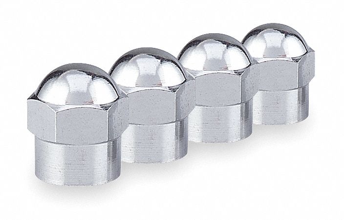 Hex H V Cap, Chrome, Tires, Pk 4
