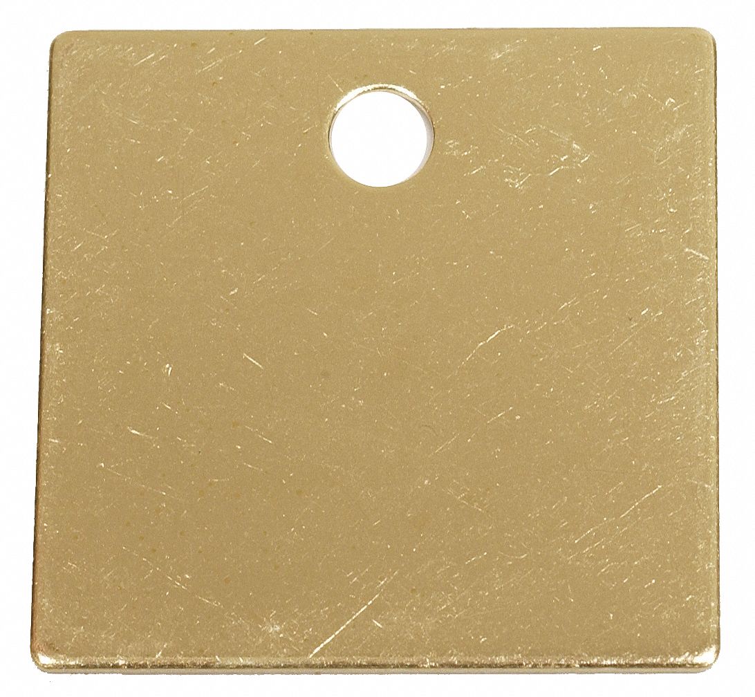 Blk Tag, 1-1/4 x 1-1/4 In, Brs, Sq, PK100