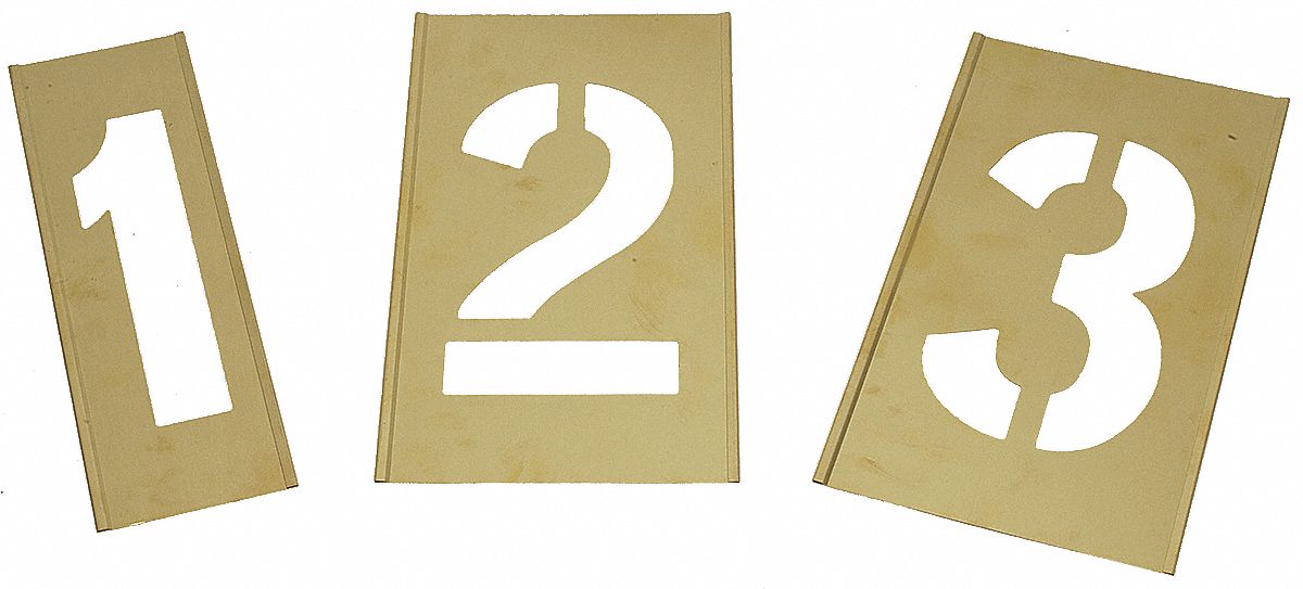Interlocking Stencil, Numbers, Brass