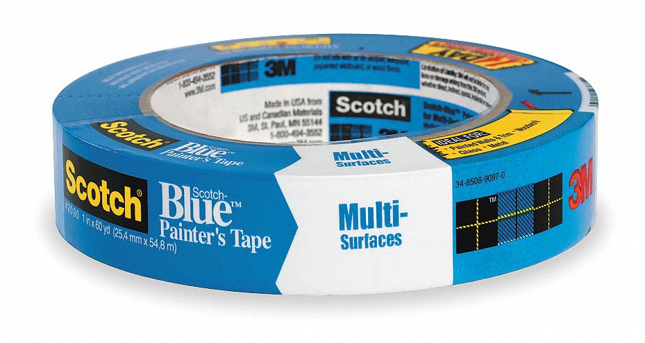 Painters Tape, 5.4 mil, 1 In W, Blue