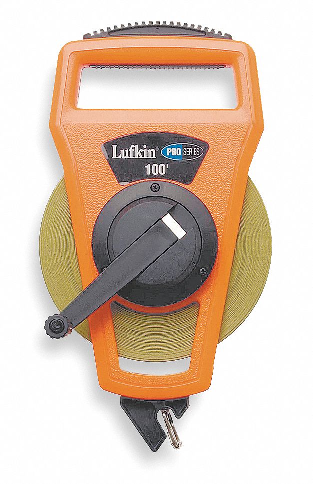 Measuring Tape, Open, 100 Ft, Orange/Black