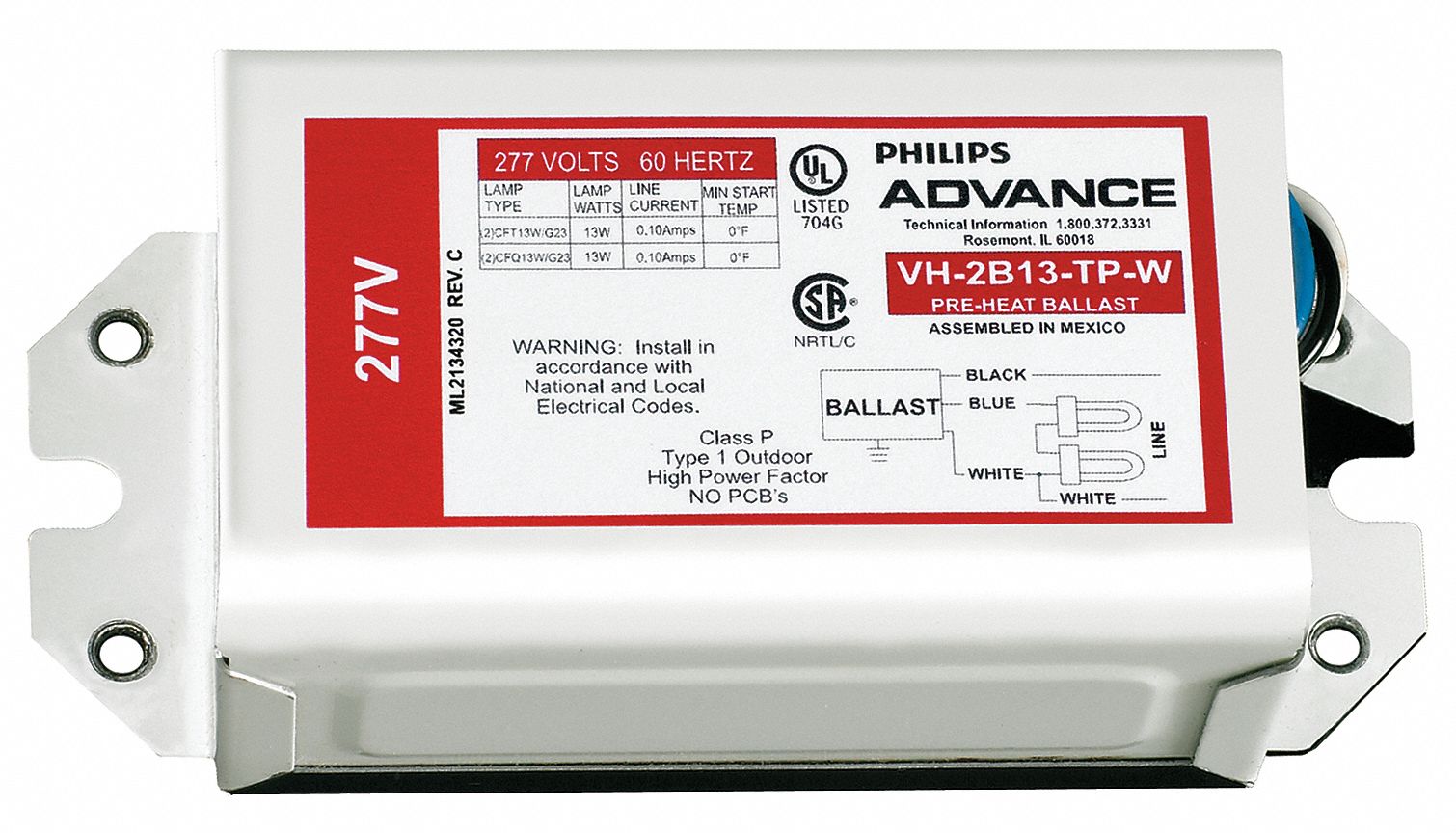 CFL Ballast, Magnetic, 27W, 277V