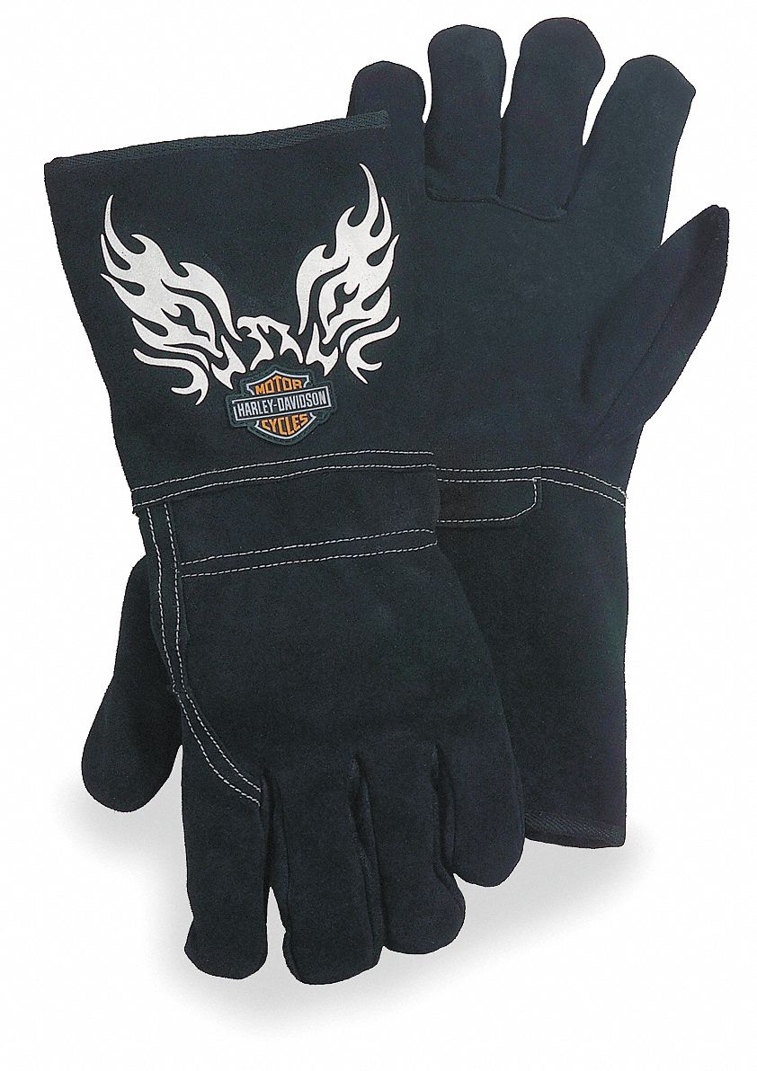 Welding Gloves, L, Black, 6 In. Gauntlet, PR