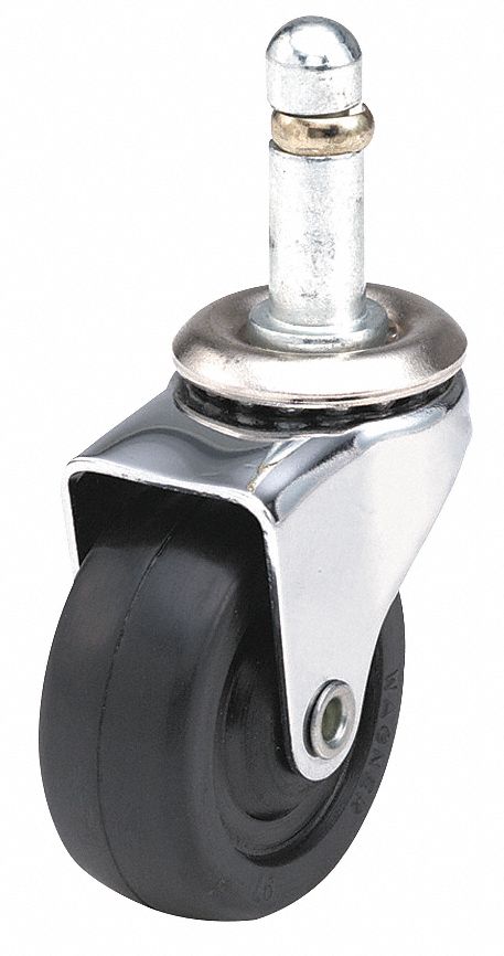 Swivel Stem Caster, 2 In, 75 lb, Rubber