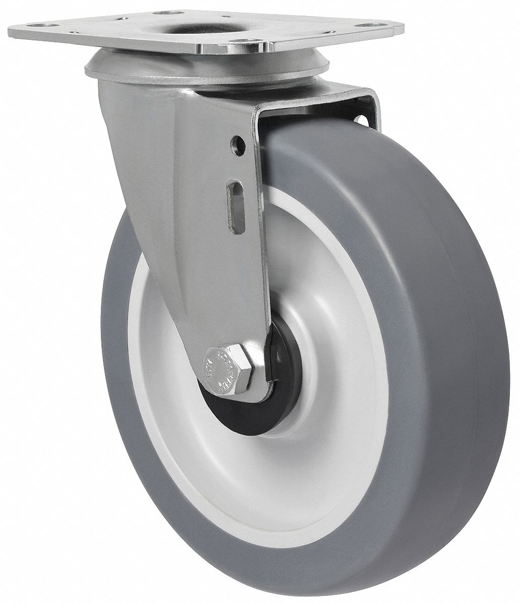 Swivel Plate Caster, 198 lb, 5 In Dia