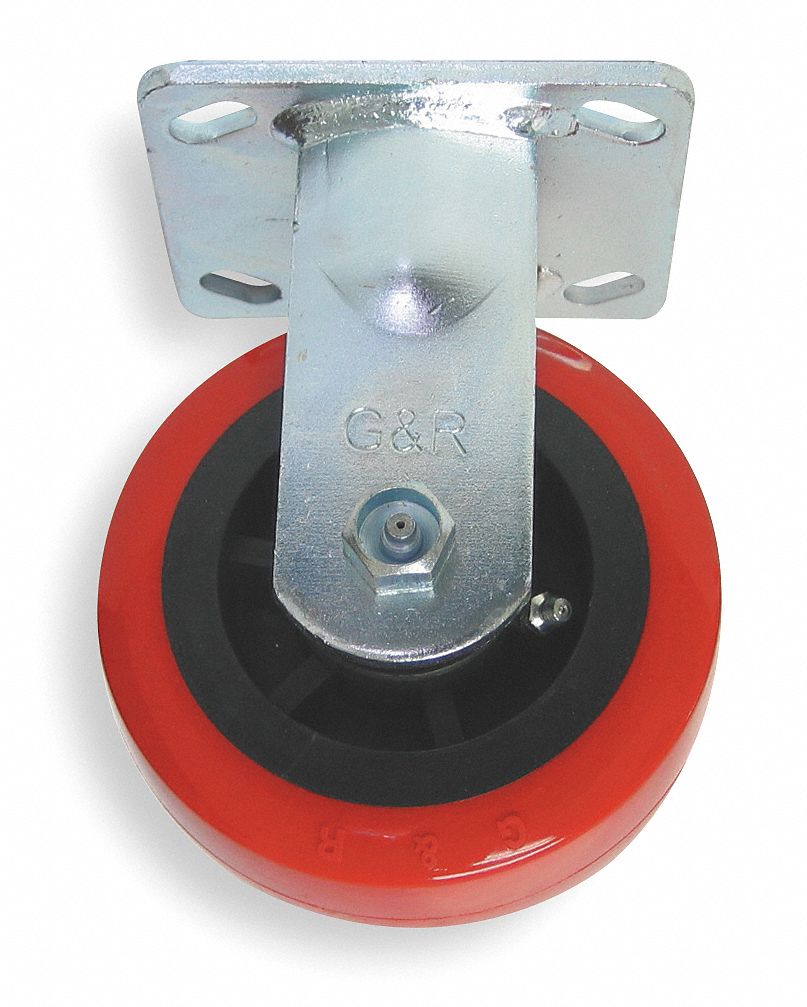 Rigid Plate Cstr w/Brake, 750 lb, 5 In Dia