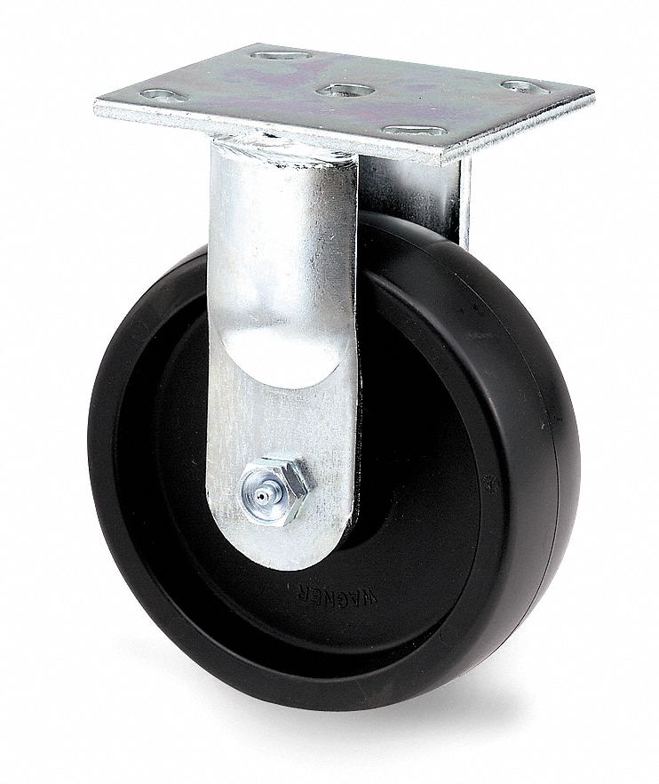Rigid Plate Cstr w/Brake, 900 lb, 6 In Dia