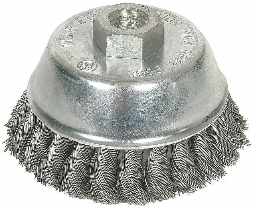 Knot Wire Cup Brush, 4 In Dia, 0.0140 Wire