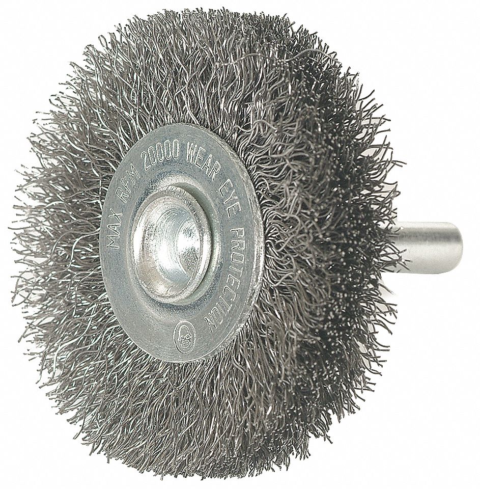 Crimped Wire Wheel, 2 In Dia, 0.0080 Wire