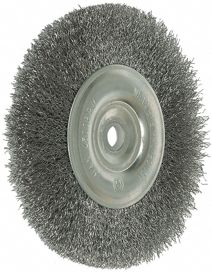 Crimped Wire Wheel, 6 Dia, 0.0118 Wire, SS