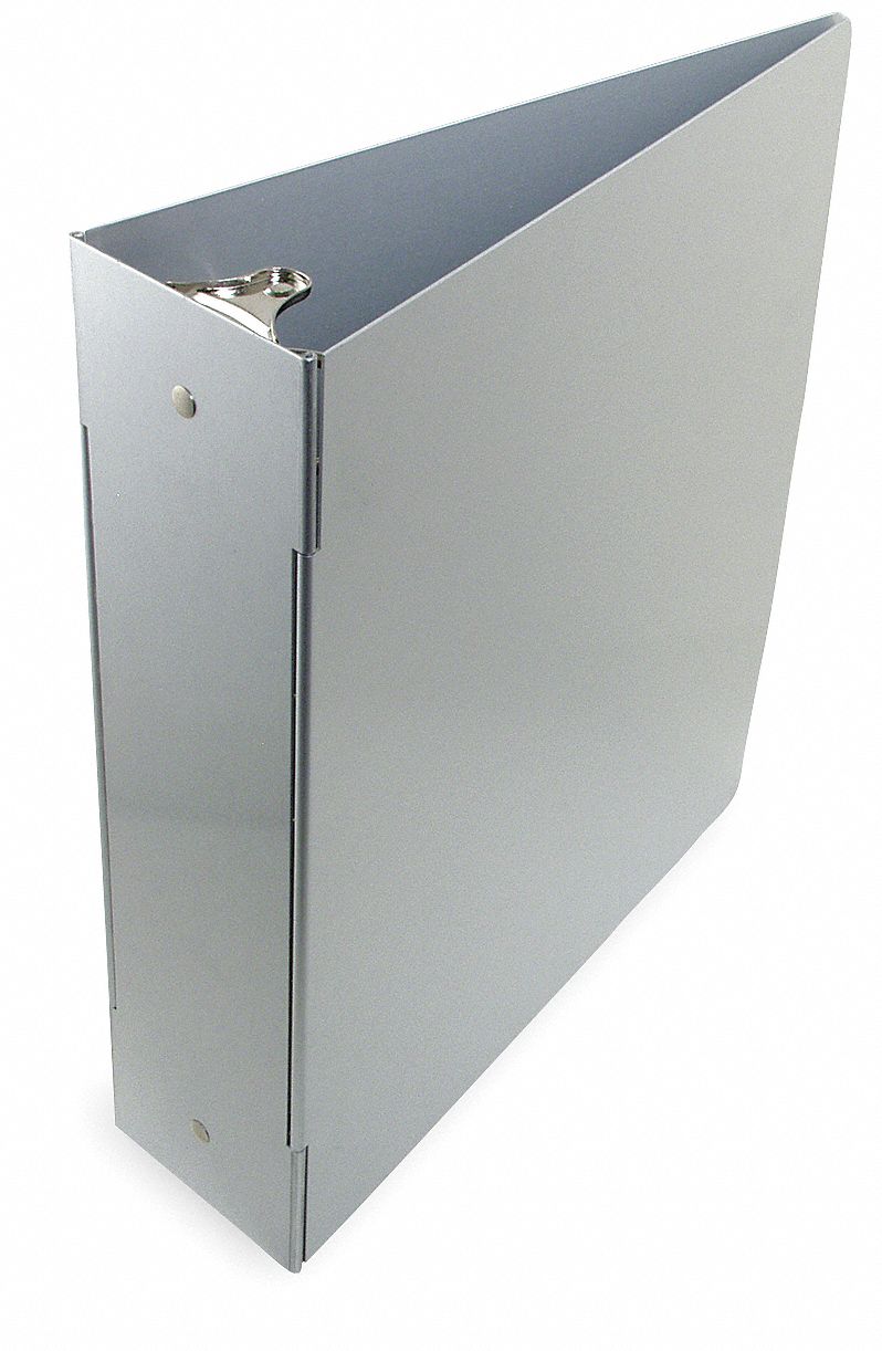 Three Ring Binder, 10 15/16 In W, Silver