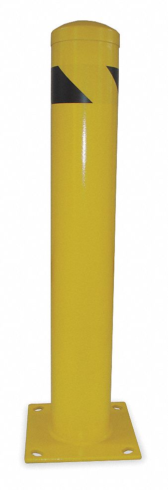 Safety Bollard, H42In, Dia 5 1/2In, Yellow