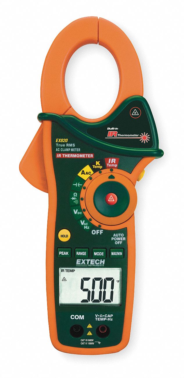 Digital Clamp On Ammeter, 1000A, TRMS, 600V