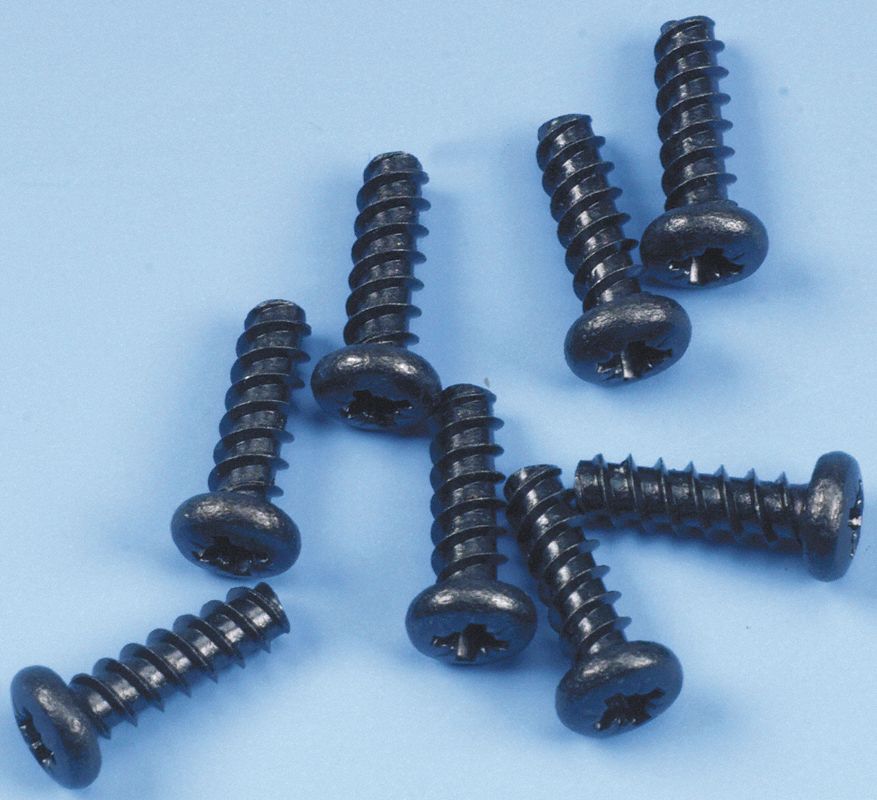Screw, Self-Tapping, Black, PK 8