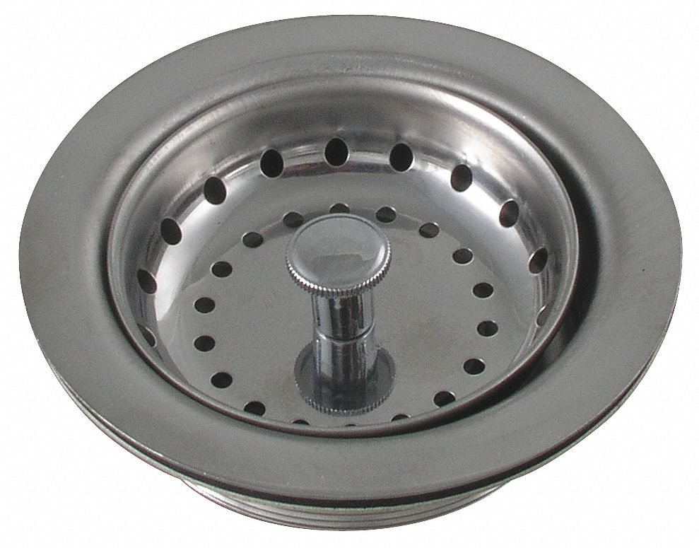 Sink Strainer, Pipe Dia 3 1/2 To 4 In, SS
