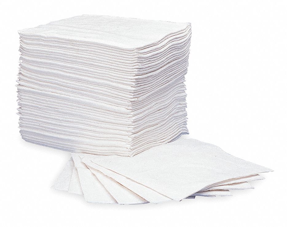 Absorbent Pads, 15 In. W, White, PK 100