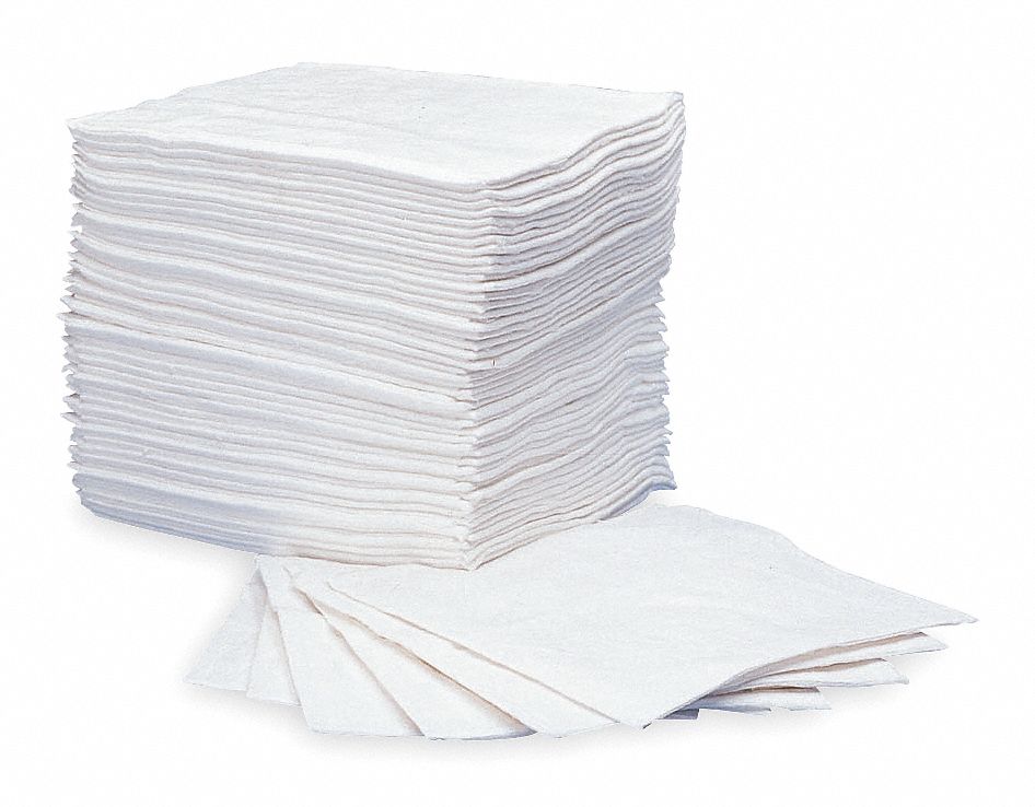 Absorbent Pads, 15 In. W, White, PK 200