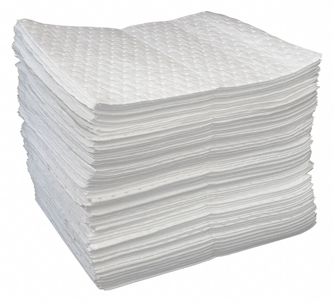 Absorbent Pads, White, 19 In. L, PK 100