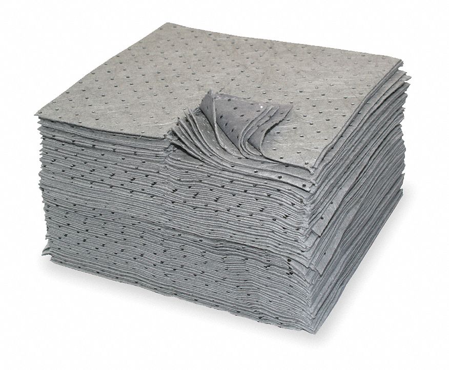Absorbent Pads, Gray, 15 In. W, PK 100