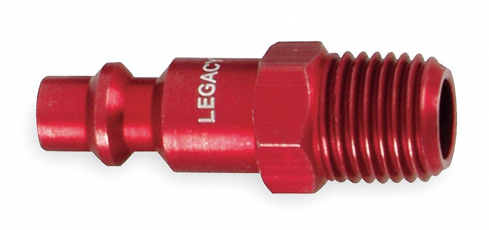 Coupler Plug, 1/4 MNPT, 1/4 In Body, Red