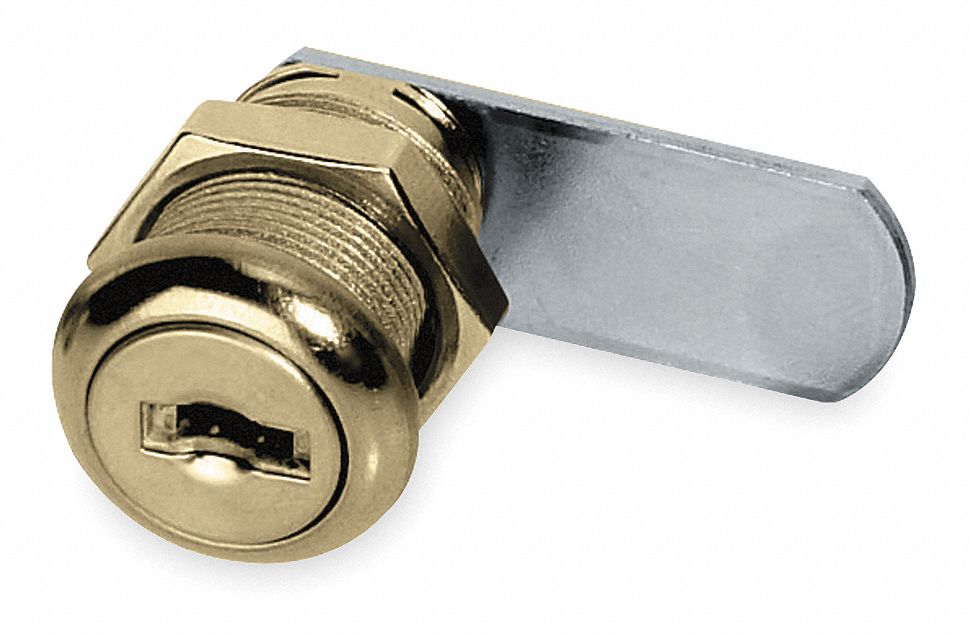 Disc Cam Lock, Brass, 5 Pin, Length 7/8 In
