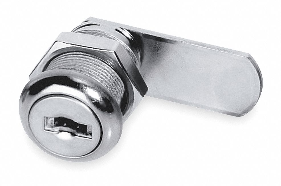 Disc Cam Lock, Nickel, 5 Pin, Length 7/8 In