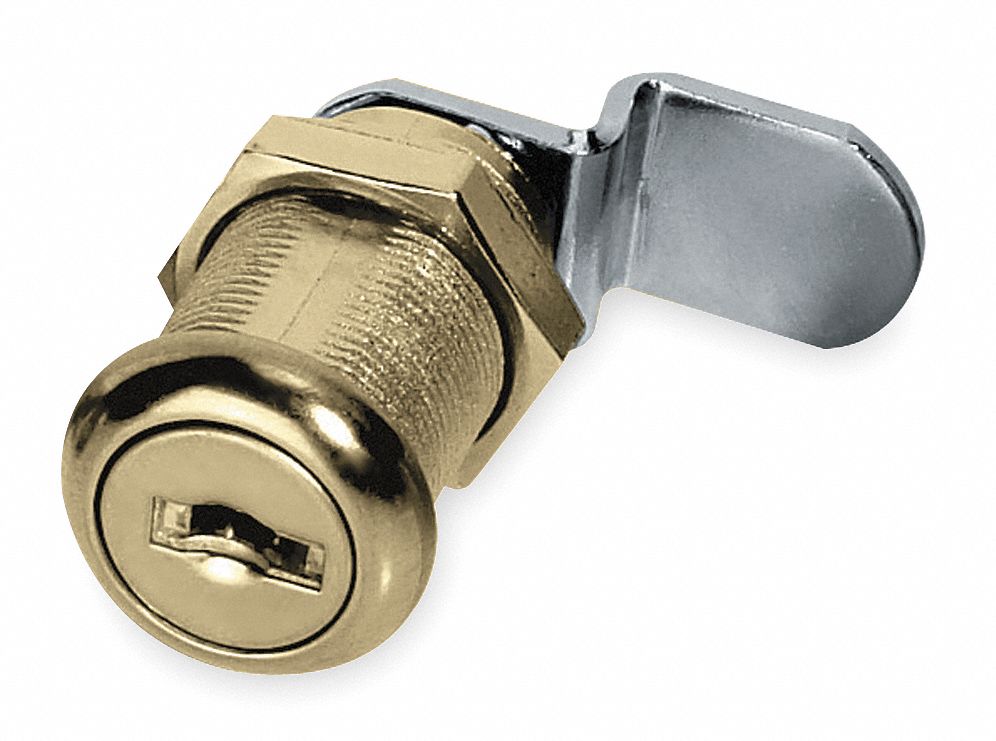 Disc Cam Lock, Brass, 5 Pin, 1 1/8 In Long