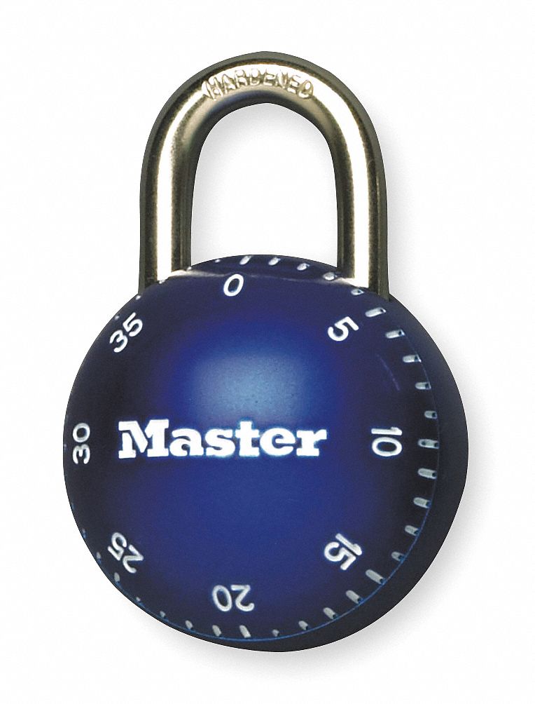 Combination Lock, Zinc, 2 1/8 In, Blue