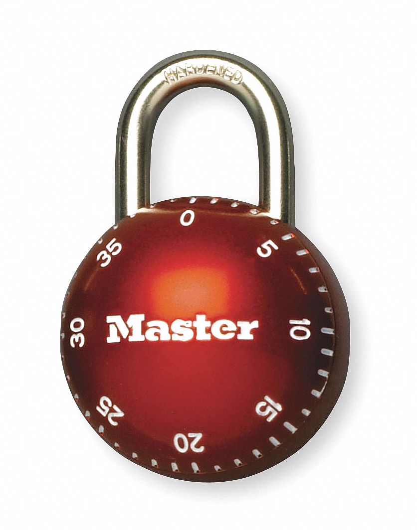 Combination Lock, Zinc, 2 1/8 In Thick, Red