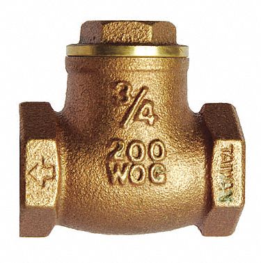 Swing Check Valve, 1-1/2 In, FNPT, Brass