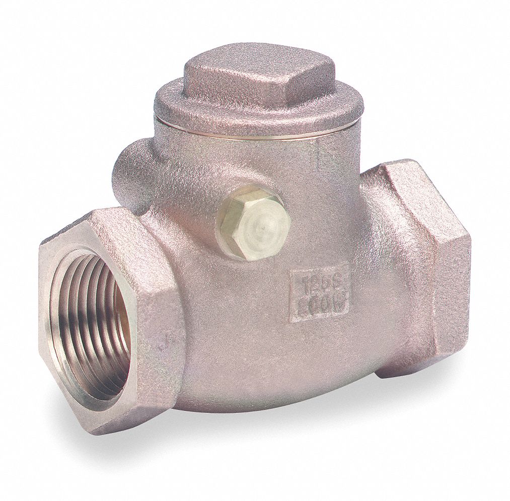Swing Check Valve, 1-1/4 In, FNPT, Bronze