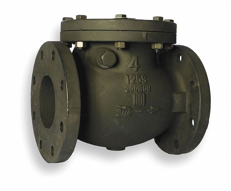 Swing Check Valve, 4 In, Flanged, Cast Iron