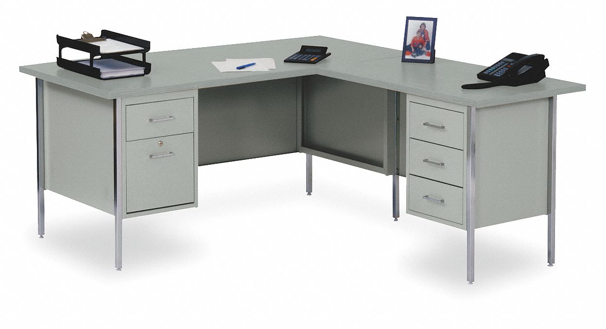 Desk, L-Shaped, Gray